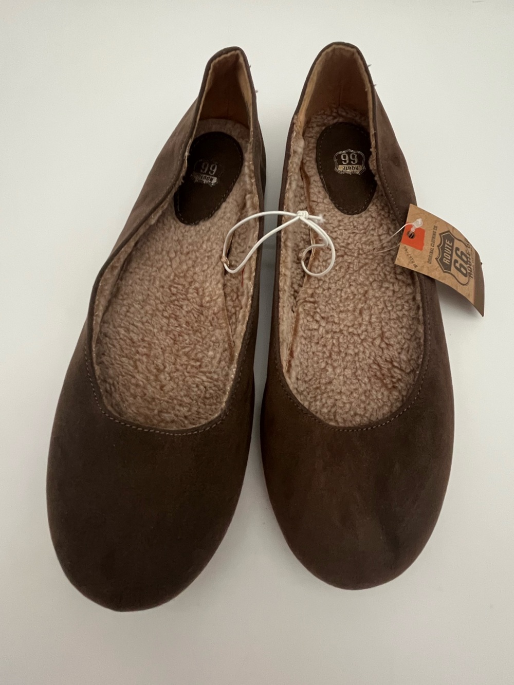Route 66 Women's warm Brown Faux-Suede Cozy Fall Flats new w/ tags size 9 Autumn